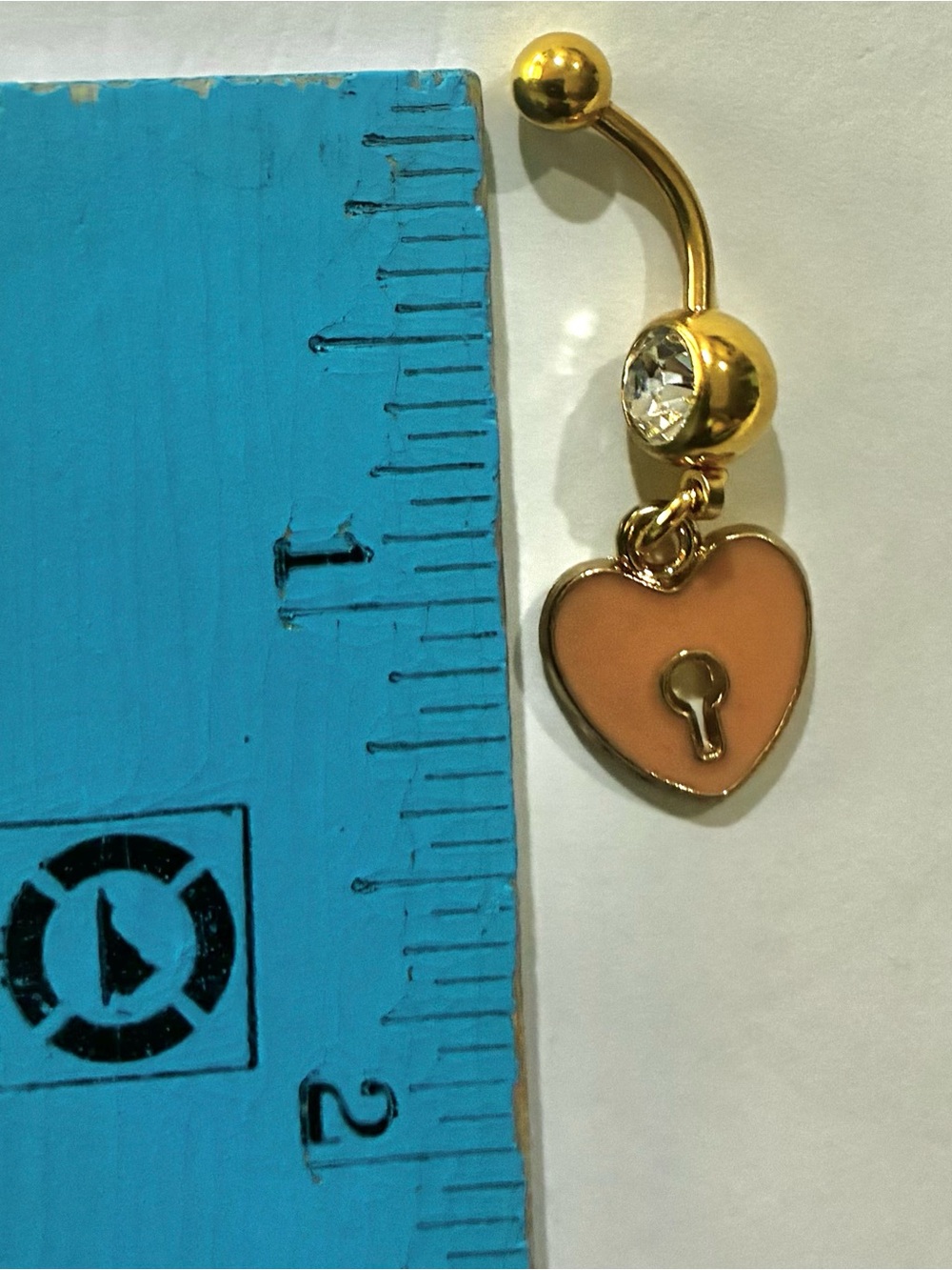 NAVEL BELLY RING heart key lock - Picture 5 of 7